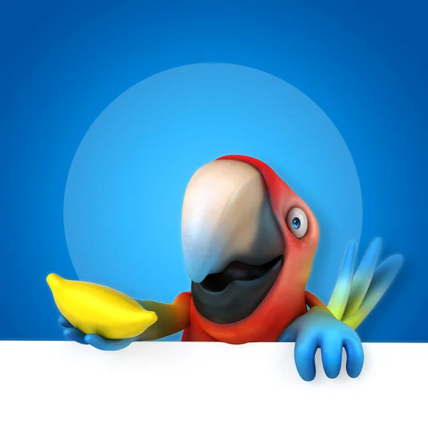 Parrot holding  banana — Stock Photo, Image