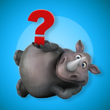 Soru işareti tutarak eğlenceli gergedan