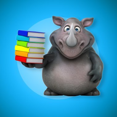 Eğlenceli gergedan holding kitaplar   