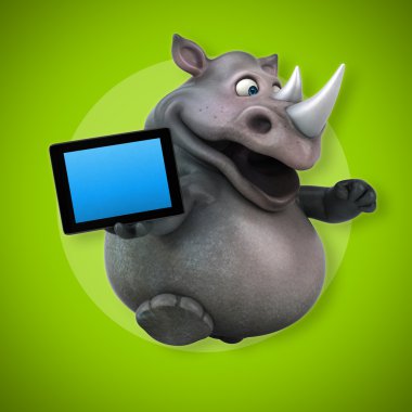 Gergedan holding tablet  