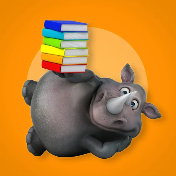 Zábava nosorožce hospodářství knihy — Stock fotografie