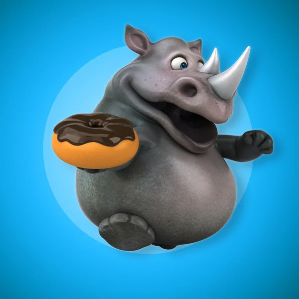 Neushoorn bedrijf donut — Stockfoto