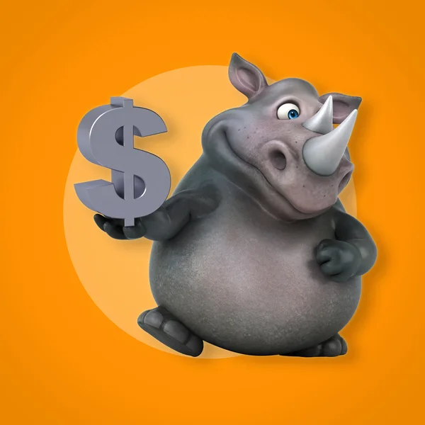 Rinoceronte con simbolo del dollaro — Foto Stock