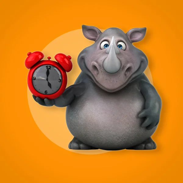 Zábava nosorožce hospodářství hodiny — Stock fotografie