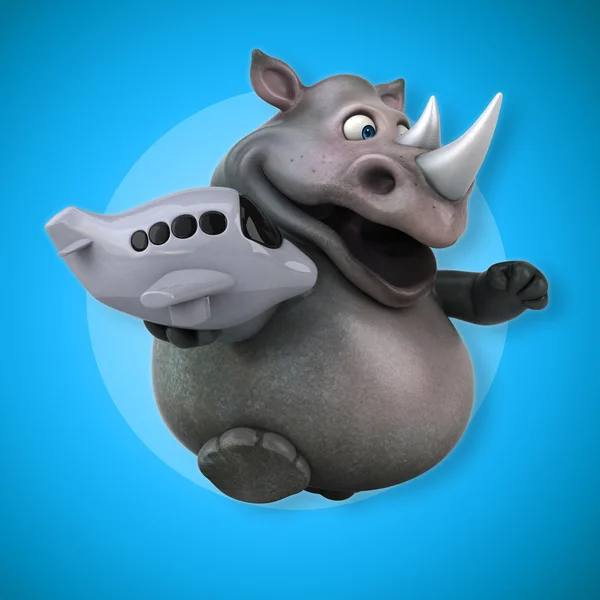 Носорог держит самолет — стоковое фото
