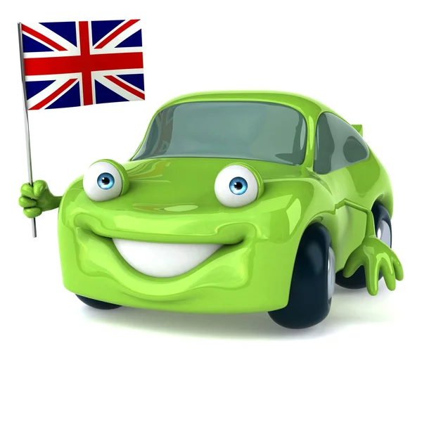 Funny car holding flag — Stock Photo, Image