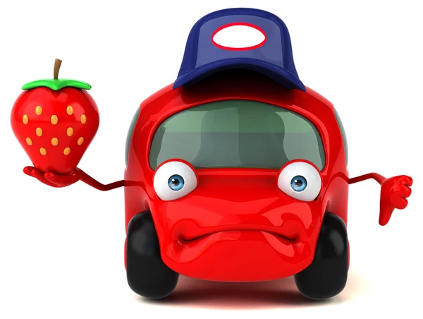 Funny car holding  strawberry — Stock Photo, Image