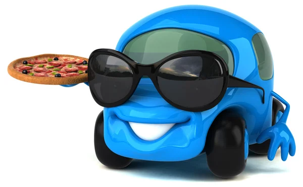 Funny car holding pizza — Stock Photo, Image