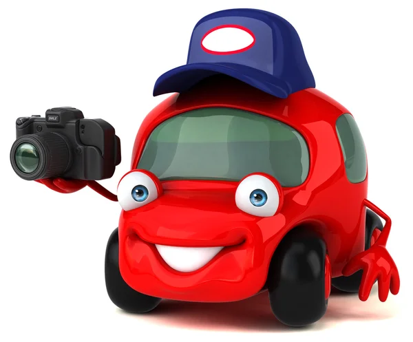 Komik araba holding kamera — Stok fotoğraf
