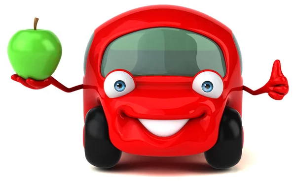 Funny car holding apple — Stock Photo, Image