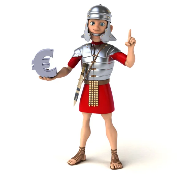 Soldat som har euro – stockfoto