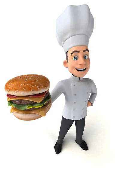 Chef segurando hambúrguer — Fotografia de Stock