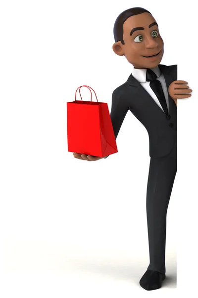 Hombre de negocios con tarjeta y bolsa — Foto de Stock