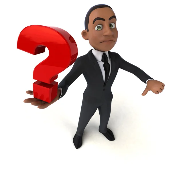 Businessman holding question mark — Stock Photo, Image