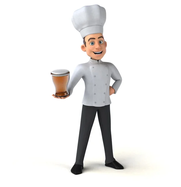 Chef holding beer — Stock Photo, Image