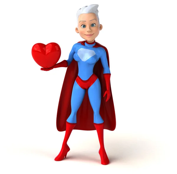 Super mulher segurando coração — Fotografia de Stock