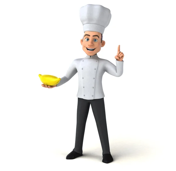 Шеф-повар держит банан — стоковое фото