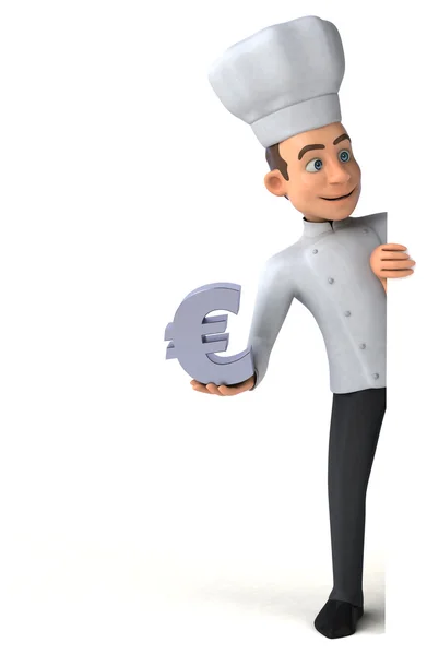 Chef-kok holding eurosymbool — Stockfoto