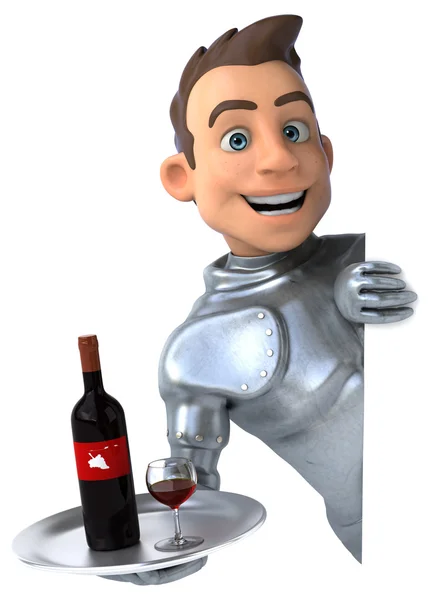 Knight ile şarap şişesi — Stok fotoğraf