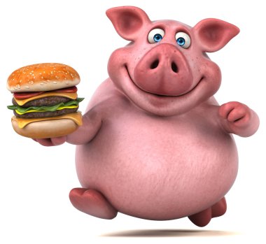 domuz holding hamburger