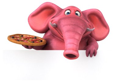 Pembe fil holding pizza