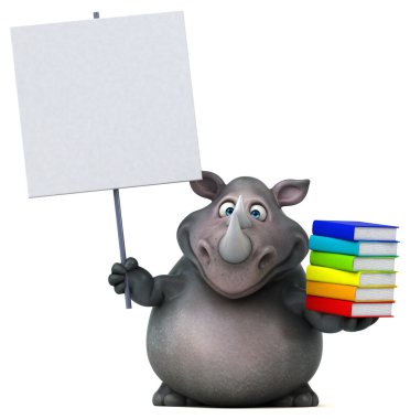 Eğlenceli gergedan holding kitaplar