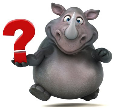 Soru işareti tutarak eğlenceli gergedan 