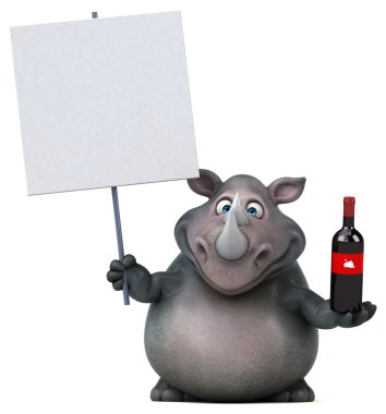 Eğlenceli gergedan holding şarap