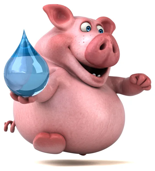 Pig holding water drop — Stock Photo, Image