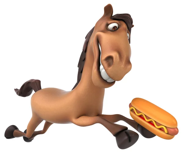 Кінь холдингу хот-дог — стокове фото