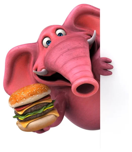Elefante rosa sosteniendo hamburguesa —  Fotos de Stock
