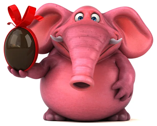 Elefante rosa sosteniendo huevo de chocolate — Foto de Stock