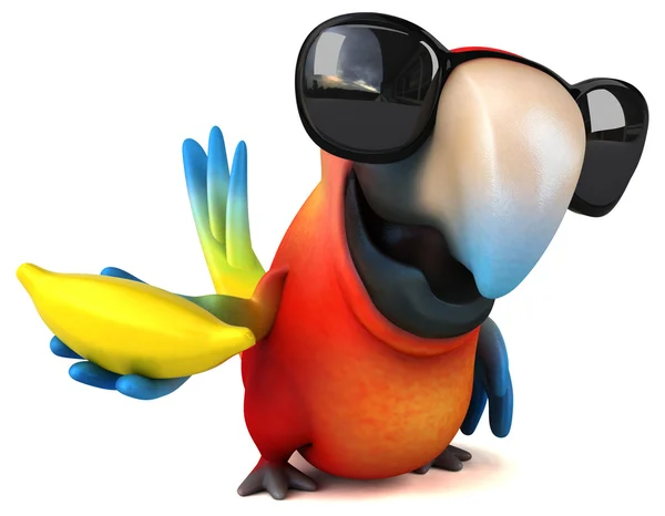 Parrot holding banana — Stock Photo, Image