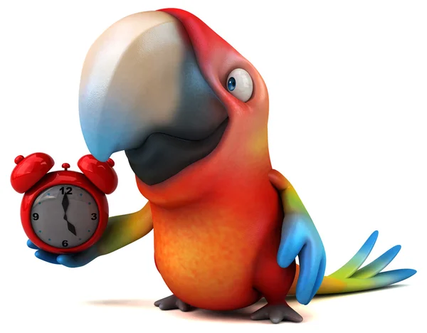 Papegoja innehav klocka — Stockfoto