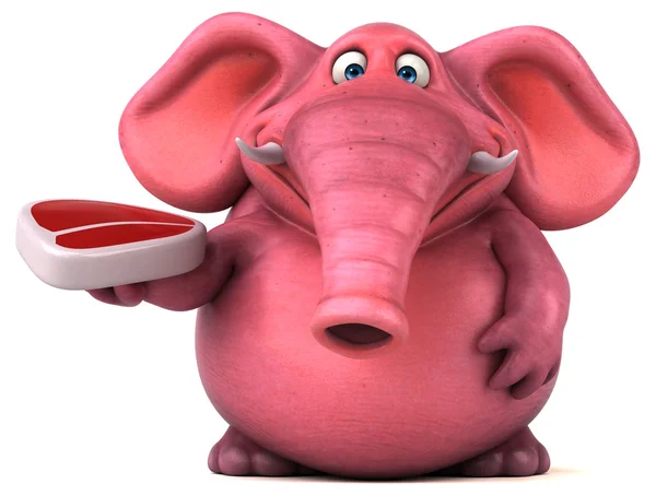 Elefante rosado sosteniendo carne — Foto de Stock