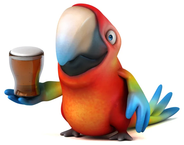Papagaio segurando cerveja — Fotografia de Stock
