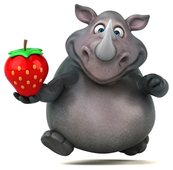 Spaßiges Nashorn mit Erdbeere — Stockfoto