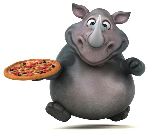재미 있는 코뿔소 지주 피자 — 스톡 사진