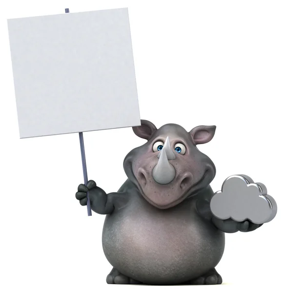 Rolig noshörning innehav molnet — Stockfoto