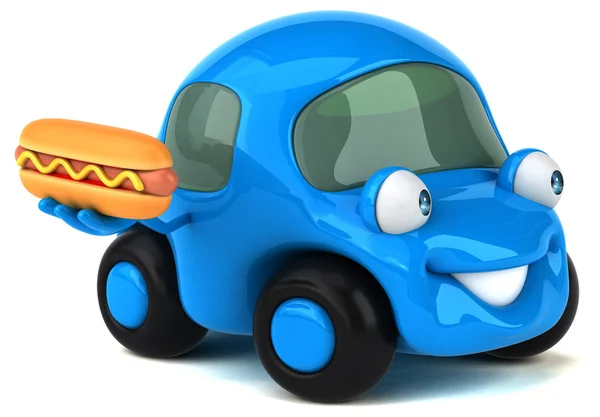 Funny car holding hotdog — Stock Photo, Image