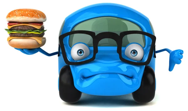 Divertido coche sosteniendo hamburguesa — Foto de Stock