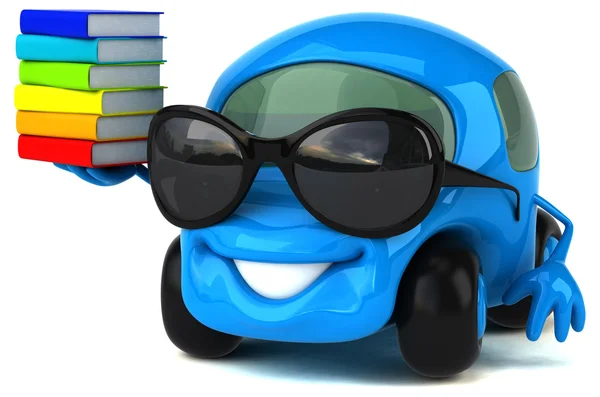 Komik araba holding kitaplar — Stok fotoğraf