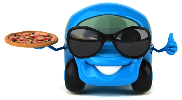Lustiges Auto mit Pizza — Stockfoto