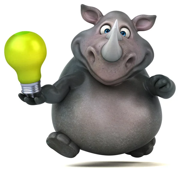 Rolig noshörning innehav glödlampa — Stockfoto