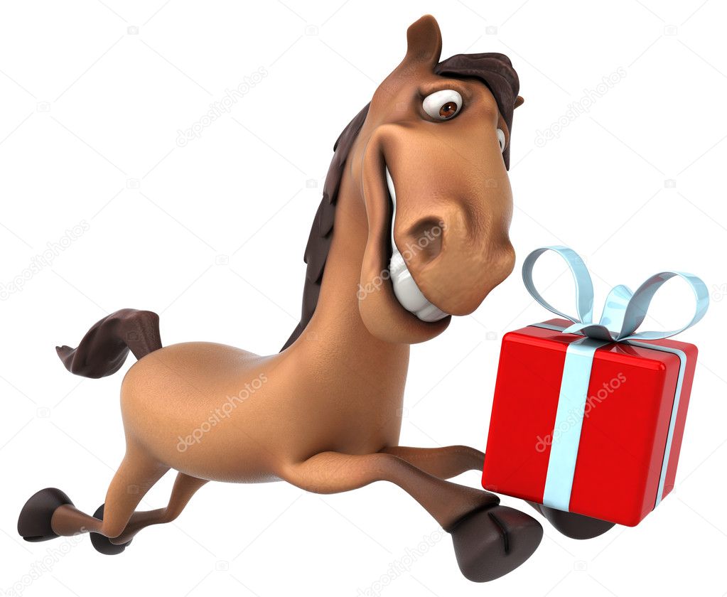Horse holding gift — Stock Photo © julos 127128904