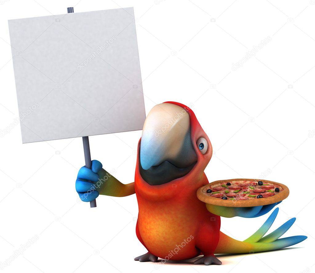 Parrot holding pizza Stock Photo by ©julos 127129088