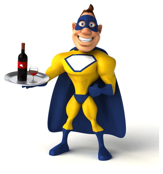 Superhéroe sosteniendo vino — Foto de Stock