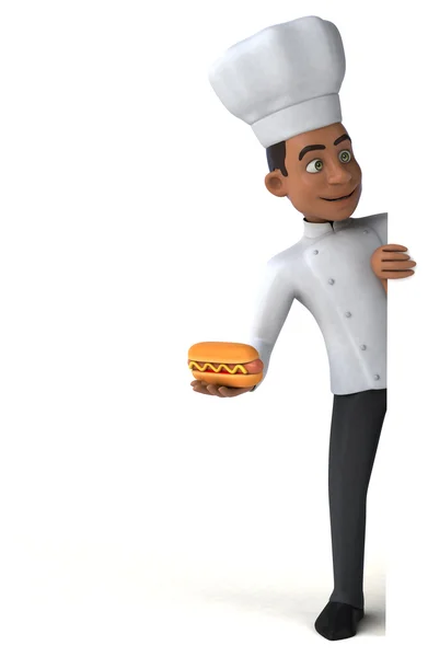 Chef con hotdog in mano — Foto Stock