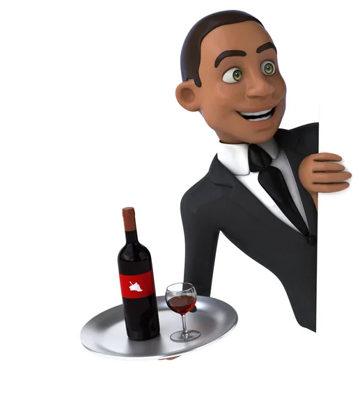 Işadamı holding kartı ve şarap — Stok fotoğraf