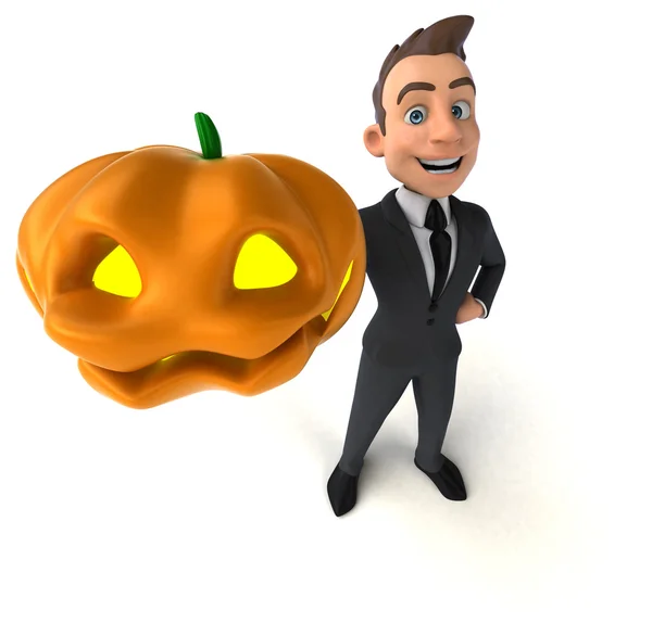 Businessman holding pumpkin — Stock Photo, Image